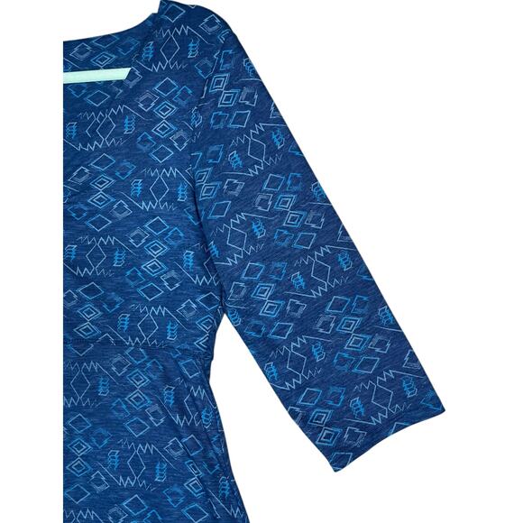 Toad & Co. Rosalinda Dress Blue Geometric Print Large Casual Travel Outdoors - Picture 6 of 12
